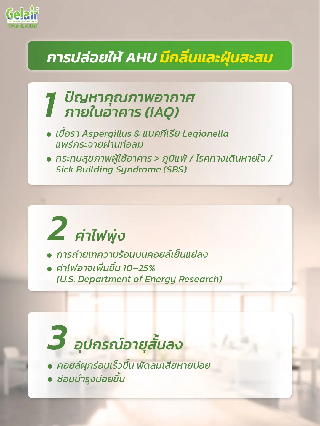 AHU สกปรกส่งผลต่อสุขภาพและค่าใช้จ่ายพลังงาน