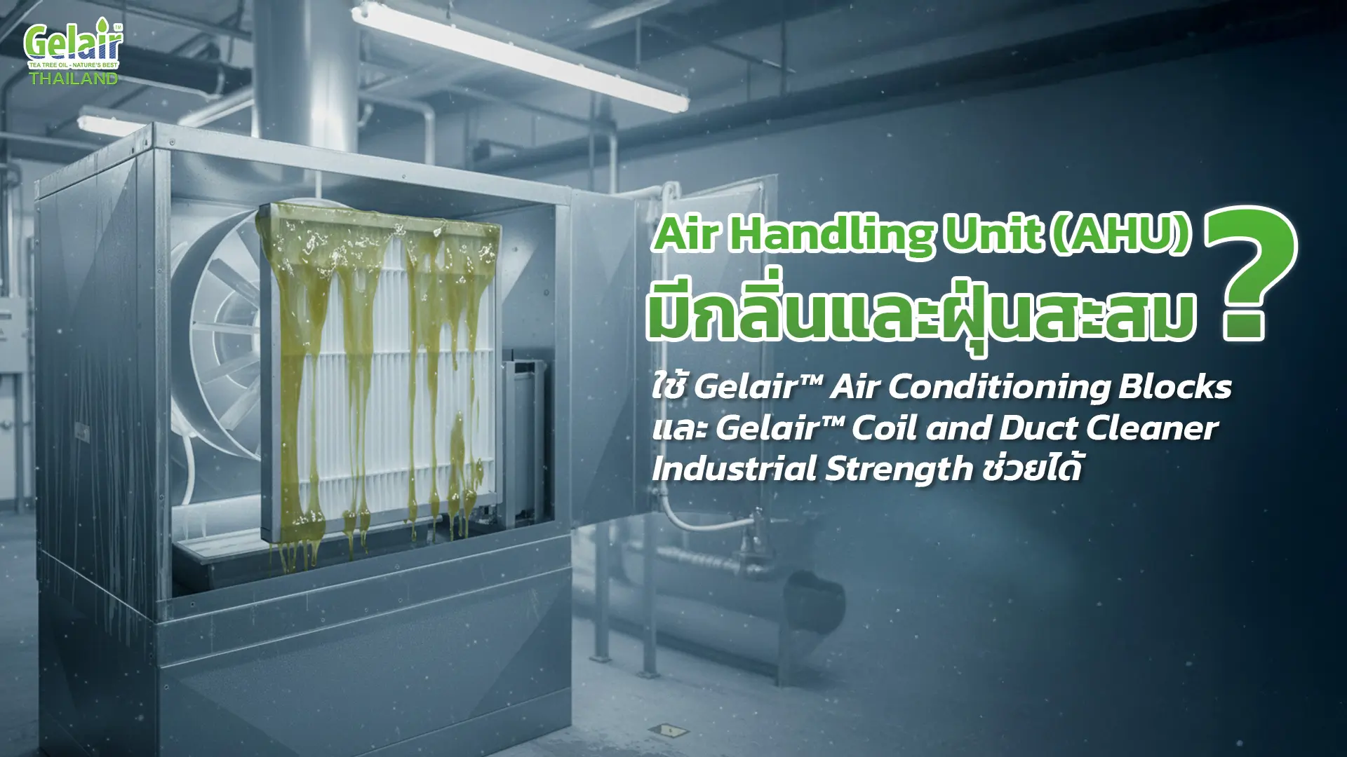 Air Handling Unit (AHU) มีกลิ่นอับและฝุ่นสะสม ส่งผลต่อคุณภาพอากาศในอาคาร